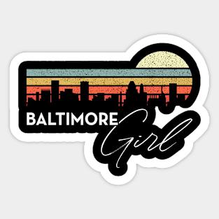 Baltimore Girl Retro Sunset City Skyline Souvenir Sticker